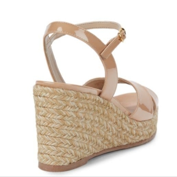 Stuart Weitzman Rosemarie Patent Leather Espadrille Sandals Adobe -7 - Picture 4 of 8